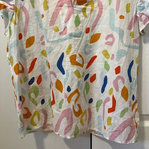 THML Abstract Print Flutter Sleeve Blouse Size S - Picture 8 of 9